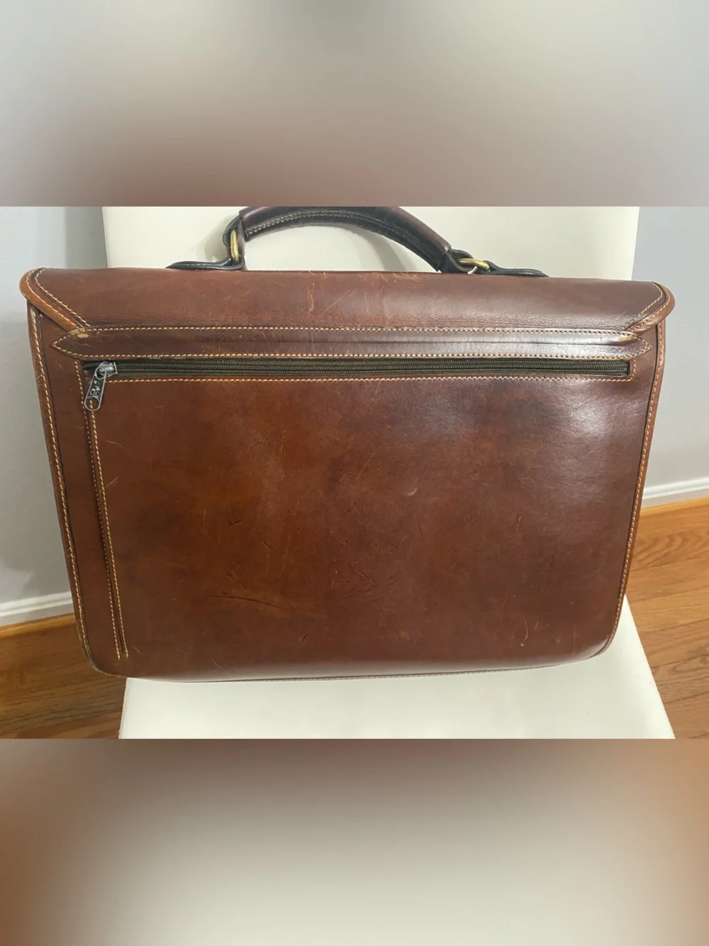 Henry Louis Classic Brown Leather Briefcase - Men's Professional Work Bag
